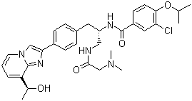 structure of CAS# 1088965-37-0, GSK-923295;3-Chloro-N-{(1S)-2-[(N,N-dimethylglycyl)amino]-1-[(4-{8-[(1S)-1-hydroxyethyl]imidazo[1,2-a]pyridin-2-yl}phenyl)methyl]ethyl}-4-[(1-methylethyl)oxy]benzamide