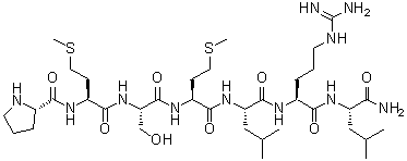 structure of CAS# 110570-93-9, Myomodulin A;L-Prolyl-L-methionyl-L-seryl-L-methionyl-L-leucyl-L-arginyl-L-leucinamide; Myomodulin A (Aplysia californica clone pMM12); Myomodulin A (Aplysia kurodai); Myomodulin A neuropeptide (Lymnaea stagnalis clone pMM421)