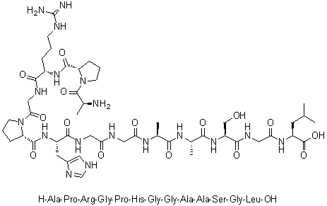 L-丙氨酰-L-脯氨酰-L-精氨酰甘氨酰-L-脯氨酰-L-组氨酰甘氨酰甘氨酰-L-丙氨酰-L-丙氨酰-L-丝氨酰甘氨酰-L-亮氨酸分子结构 (CAS 1106908-76-2)
