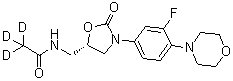 structure of CAS# 1127120-38-0, 2,2,2-Trideuterio-N-[[(5S)-3-(3-fluoro-4-morpholin-4-ylphenyl)-2-oxo-1,3-oxazolidin-5-yl]methyl]acetamide