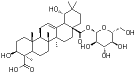 (3beta,4beta,19alpha)-3,19-Dihydroxy-olean-12-ene-23,28-dioic acid 28-beta-D-glucopyranosyl ester molecular structure (CAS 1137648-52-2)