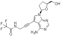 N-[3-[4-Amino-7-[(2R,5S)-tetrahydro-5-(hydroxymethyl)-2-furanyl]-7H-pyrrolo[2,3-d]pyrimidin-5-yl]-2-propyn-1-yl]-2,2,2-trifluoroacetamide molecular structure (CAS 114748-71-9)