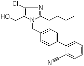 4'-[(2-Butyl-4-chloro-5-hydroxymethyl-1H-imidazol-1-yl)methyl]-1,1'-biphenyl-2-carbonitrile molecular structure (CAS 114772-55-3)