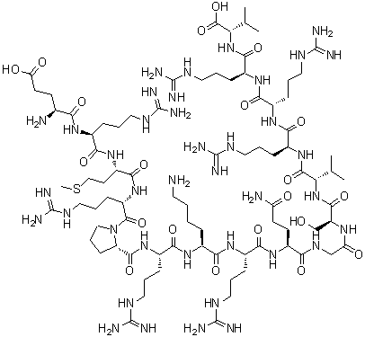 L-alpha-Glutamyl-L-arginyl-L-methionyl-L-arginyl-L-prolyl-L-arginyl-L-lysyl-L-arginyl-L-glutaminylglycyl-L-seryl-L-valyl-L-arginyl-L-arginyl-L-arginyl-L-valine molecular structure (CAS 120253-69-2)