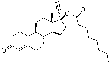17-Hydroxy-19-nor-17alpha-pregn-4-en-20-yn-3-one octanoate molecular structure (CAS 120793-85-3)