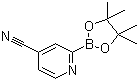structure of CAS# 1256359-18-8, 4-Cyanopyridine-2-boronic acid pinacol ester;2-(4,4,5,5-Tetramethyl-1,3,2-dioxaborolan-2-yl)-4-pyridinecarbonitrile