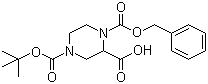 structure of CAS# 126937-41-5, N-4-Boc-N-1-Cbz-2-piperazinecarboxylic acid;1-[(Benzyloxy)carbonyl]-4-(tert-butoxycarbonyl)piperazine-2-carboxylic acid; Piperazine-1,2,4-tricarboxylic acid 1-benzyl ester 4-tert-butyl ester