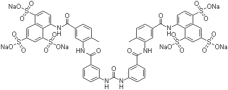 structure of CAS# 129-46-4, Suramin sodium;8,8'-Carbonylbisimino-3,1-phenylenecarbonylimino-(4-methyl-3,1-phenylene)carbonyliminobis-1,3,5-naphthalenetrisulfonic acid hexasodium