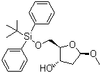 Methyl 5-O-(tert-butyldiphenylsilyl)-2-deoxy-beta-D-erythro-pentofuranoside molecular structure (CAS 130144-86-4)