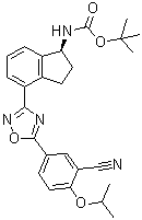 N-[(1S)-4-[5-[3-Cyano-4-(1-methylethoxy)phenyl]-1,2,4-oxadiazol-3-yl]-2,3-dihydro-1H-inden-1-yl]carbamic acid 1,1-dimethylethyl ester molecular structure (CAS 1306763-71-2)