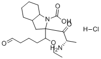 (2S,3aS,7aS)-1-(((S)-1-Ethoxy-1-oxopentan-2-yl)-D-alanyl)octahydro-1H-indole-2-carboxylic acid hydrochloride molecular structure (CAS 130982-52-4)