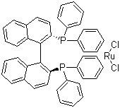 结构式 CAS# 132071-87-5, 二氯[(S)-(-)-2,2'-双(二苯基膦)-1,1'-联萘基]钌 (II)