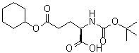 structure of CAS# 133464-27-4, N-[(1,1-Dimethylethoxy)carbonyl]-D-glutamic acid 5-cyclohexyl ester