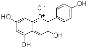 structure of CAS# 134-04-3, Pelargonidin chloride;3,4',5,7-Tetrahydroxyflavylium chloride; Pelargonidol chloride; Pelargonidin