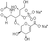结构式 CAS# 136144-56-4, 2-(乙酰氨基)-2-脱氧-3-O-(4-脱氧-alpha-L-苏式-己-4-烯吡喃糖酸基)-D-半乳糖 4-(硫酸氢酯)二钠盐