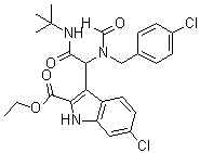Ethyl 3-[2-(tert-butylamino)-1-[N-(4-chlorobenzyl)formamido]-2-oxoethyl]-6-chloro-1H-indole-2-carboxylate molecular structure (CAS 1364488-67-4)