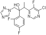 (trans)-6-Chloro-alpha-(2,4-difluorophenyl)-5-fluoro-beta-methyl-alpha-(1H-1,2,4-triazol-1-ylmethyl)-4-pyrimidineethanol molecular structure (CAS 137234-75-4)