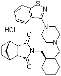 (3aR,4R,7S,7aS)-rel-2-[[(1R,2R)-2-[[4-(1,2-Benzisothiazol-3-yl)-1-piperazinyl]methyl]cyclohexyl]methyl]hexahydro-4,7-methano-1H-isoindole-1,3(2H)-dione hydrochloride (1:1) molecular structure (CAS 139563-24-9)