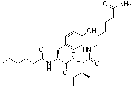 结构式 CAS# 1401708-83-5, N-(1-氧代己基)-L-酪氨酰-N-(6-氨基-6-氧代己基)-L-异亮氨酰胺