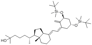 (R)-6-((1R,3aS,7aR,E)-4-((Z)-2-((3S,5R)-3,5-bis(tert-butyldimethylsilyloxy)-2-methylenecyclohexylidene)ethylidene)-7a-methyloctahydro-1H-inden-1-yl)-2-methylheptan-2-ol molecular structure (CAS 140710-96-9)