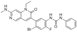 structure of CAS# 1442472-39-0, Ripretinib;1-[4-bromo-5-[1-ethyl-7-(methylamino)-2-oxo-1,6-naphthyridin-3-yl]-2-fluorophenyl]-3-phenylurea