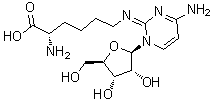 N6-(4-Amino-1-beta-D-ribofuranosyl-2(1H)-pyrimidinylidene)-L-lysine molecular structure (CAS 144796-96-3)
