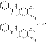 Bis(4-benzamido-6-methoxy-m-toluenediazonium) tetrachlorozincate molecular structure (CAS 14726-28-4)