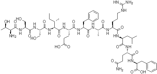 N-[N2-[N-[N2-[N-[N-[N-[N-[N-(N-L-Threonyl-L-seryl)-L-seryl]-L-isoleucyl]-L-alpha-glutamyl]-L-phenylalanyl]-L-alanyl]-L-arginyl]-L-leucyl]-L-glutaminyl]-L-phenylalanine molecular structure (CAS 148337-11-5)