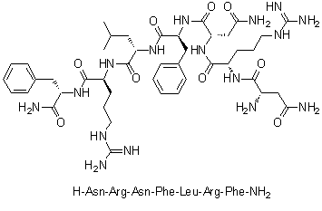 L-天冬氨酰胺酰-L-精氨酰-L-天冬氨酰胺酰-L-苯丙氨酰-L-亮氨酰-L-精氨酰-L-苯丙氨酰胺分子结构 (CAS 149471-12-5)