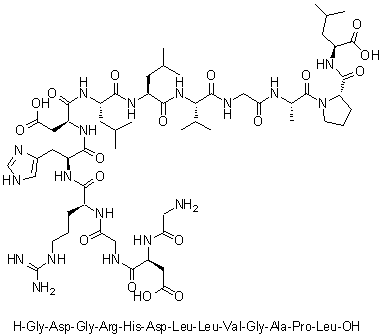 Glycyl-L-alpha-aspartylglycyl-L-arginyl-L-histidyl-L-alpha-aspartyl-L-leucyl-L-leucyl-L-valylglycyl-L-alanyl-L-prolyl-L-leucine molecular structure (CAS 155114-45-7)