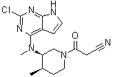 结构式 CAS# 1616761-00-2, (3R,4R)-3-[(2-氯-7H-吡咯并[2,3-d]嘧啶-4-基)甲基氨基]-4-甲基-beta-氧代-1-哌啶丙腈