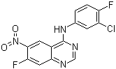 structure of CAS# 162012-67-1, N-(3-Chloro-4-fluorophenyl)-7-fluoro-6-nitro-4-quinazolinamine;(3-Chloro-4-fluorophenyl)(7-fluoro-6-nitroquinazolin-4-yl)amine