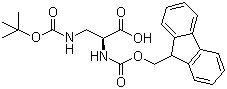 structure of CAS# 162558-25-0, N-Fmoc-N'-Boc-L-2,3-Diaminopropionic acid;N2-Fmoc-N3-Boc-L-2,3-Diaminopropionic acid; Fmoc-Dap(Boc)-OH