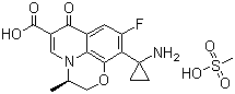 structure of CAS# 163680-77-1, Pazufloxacin mesilate;Pazufloxaxin methanesulfonate; (3S)-10-(1-Aminocyclopropyl)-9-fluoro-2,3-dihydro-3-methyl-7-oxo-7H-pyrido[1,2,3-de]-1,4-benzoxazine-6-carboxylic acid methanesulfonate