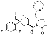 [3S-[3alpha(S*),5alpha]]-3-[[5-(2,4-Difluorophenyl)tetrahydro-5-(iodomethyl)-3-furanyl]carbonyl]-4-(phenylmethyl)-2-oxazolidinone molecular structure (CAS 165115-89-9)