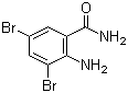 2-氨基-3,5-二溴苯甲酰胺分子结构 (CAS 16524-04-2)