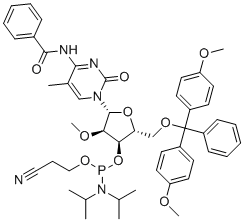 5'-O-DMT-N4-Benzoyl-5-methyl-2'-O-methylcytidine 3'-CE phosphoramidite molecular structure (CAS 166593-57-3)
