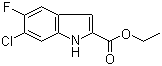 结构式 CAS# 169674-00-4, 6-氯-5-氟-1H-吲哚-2-甲酸乙酯