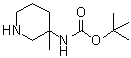 structure of CAS# 169750-96-3, tert-Butyl 3-methylpiperidin-3-yl-carbamate;(3-Methyl-3-piperidinyl)carbamic acid 1,1-dimethylethyl ester