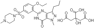 structure of CAS# 171599-83-0, Sildenafil citrate;1-[[3-(6,7-Dihydro-1-methyl-7-oxo-3-propyl-1H-pyrazolo[4,3-d]pyrimidin-5-yl)-4-ethoxyphenyl]sulfonyl]-4-methylpiperazine citrate