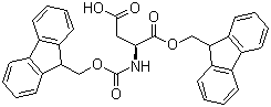 structure of CAS# 187671-16-5, N-[(9H-Fluoren-9-ylmethoxy)carbonyl]-L-aspartic acid 1-(9H-fluoren-9-ylmethyl) ester;Fmoc-Asp-OFm