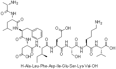 L-Alanyl-L-leucyl-L-phenylalanyl-L-alpha-aspartyl-L-isoleucyl-L-alpha-glutamyl-L-seryl-L-lysyl-L-valine molecular structure (CAS 187968-05-4)