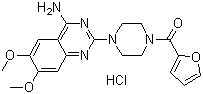 结构式 CAS# 19237-84-4, 盐酸哌唑嗪; 1-(4-氨基-6,7-二甲氧基-2-喹唑啉基)-4-(2-呋喃甲酰)哌嗪盐酸盐