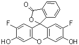 structure of CAS# 195136-58-4, 2',7'-Difluorofluorescein;2',7'-Difluoro-3',6'-dihydroxyspiro[isobenzofuran-1(3H),9'-[9H]xanthen]-3-one; Oregon Green 488