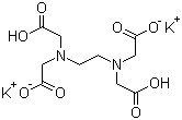 结构式 CAS# 2001-94-7, 乙二胺四乙酸二钾; N,N'-1,2-乙二基双[N-(羧基甲基)氨基乙酸]二钾盐