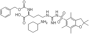 N5-[[[(2,3-Dihydro-2,2,4,6,7-pentamethyl-5-benzofuranyl)sulfonyl]amino]iminomethyl]-N2-[(phenylmethoxy)carbonyl]-L-ornithine compd. with cyclohexanamine molecular structure (CAS 200190-89-2)