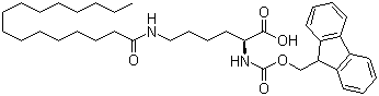 N2-[(9H-芴-9-基甲氧基)羰基]-N6-(1-氧代十六烷基)-L-赖氨酸分子结构 (CAS 201004-46-8)