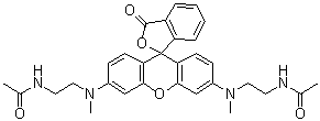 N,N'-[(3-Oxospiro[isobenzofuran-1(3H),9'-[9H]xanthene]-3',6'-diyl)bis[(methylimino)-2,1-ethanediyl]]bisacetamide molecular structure (CAS 203580-78-3)