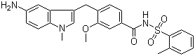 4-[(5-Amino-1-methyl-1H-indol-3-yl)methyl]-3-methoxy-N-[(2-methylphenyl)sulfonyl]benzamide molecular structure (CAS 219583-10-5)