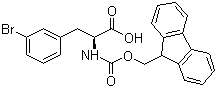 structure of CAS# 220497-48-3, (S)-N-Fmoc-3-Bromophenylalanine;N-(9-Fluorenylmethoxycarbonyl)-3-bromophenyl-L-alanine